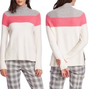 Court & Rowe Belle Noel Color Block Turtleneck Sweater In Silver Heather…